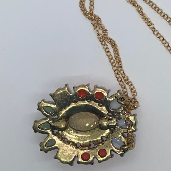 Bronze-Tone Multicolor Glitter Sparkle Necklace - Picture 6 of 6